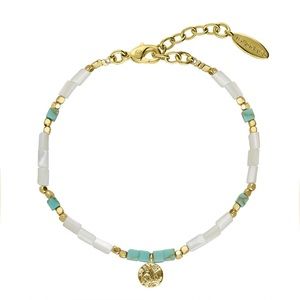 Anthropologie Bracelet Turquoise + Gold Colored - New